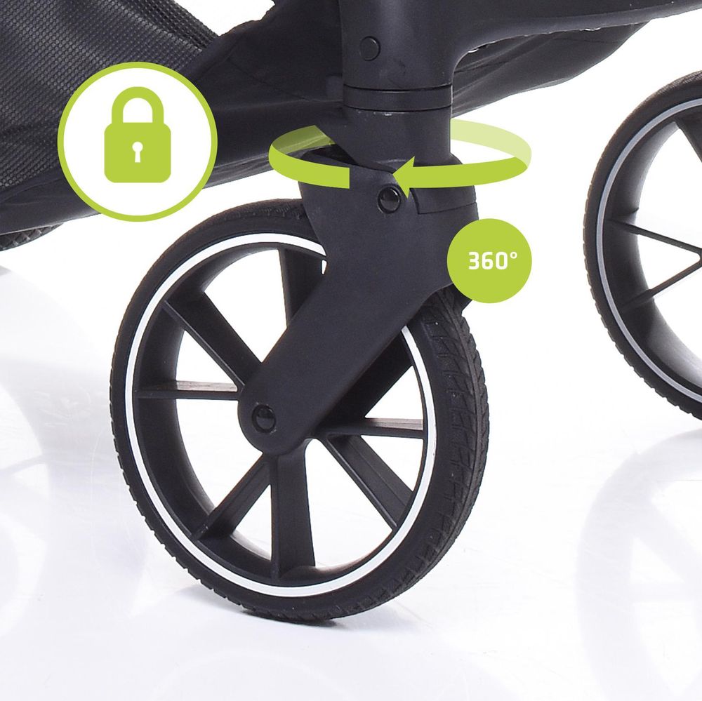 4Baby | Kinderwagen - Kombikinderwagen 2in1 - Grün - Verstellbare Rückenlehne - bis zu 22 kg - mit Babywanne - wendbarer Sitz - Geländereifen - Foster