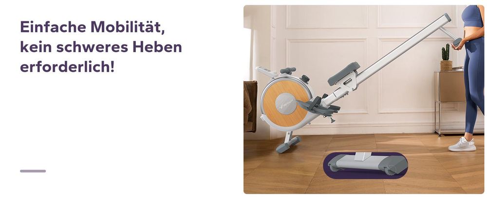 MERACH Leise Rudergerät für Zuhause – 16 Stufen Magnetisch Widerstand, Doppelschienen, App-Steuerung & Tablet-Halter, vertikal klappbar bis 158 kg