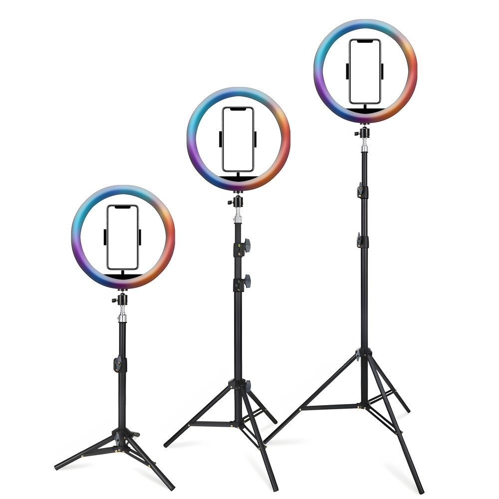 Ringlicht 10 Zoll Ringlicht mit Stativ Höhenverstellbar 18 RGB Farbe Dimmbare Selfie Ringleuchte YouTube TikTok Make-up Selfie Retoo