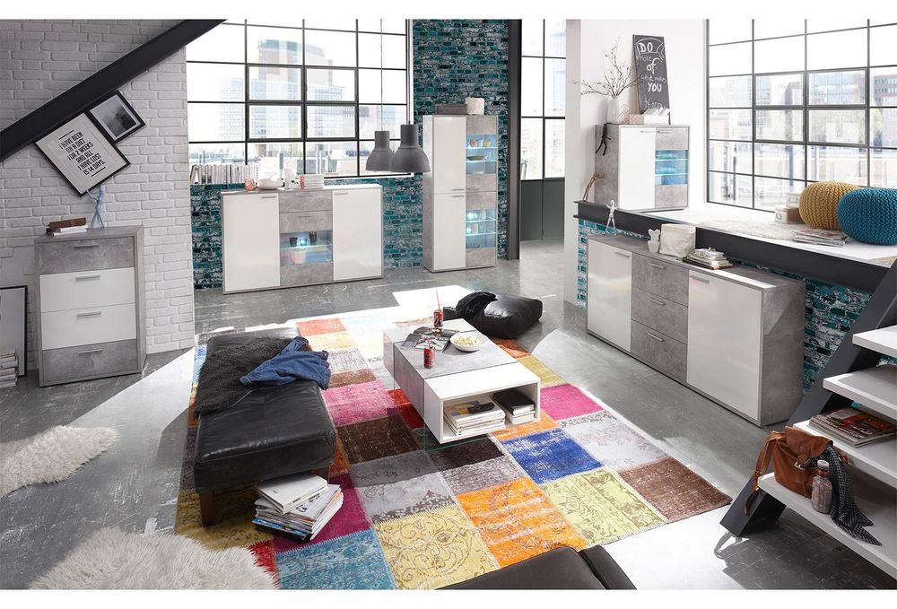 Marion Kommode – Moderne Sideboard-Kommode mit 4 Schubkästen & Beton-Look