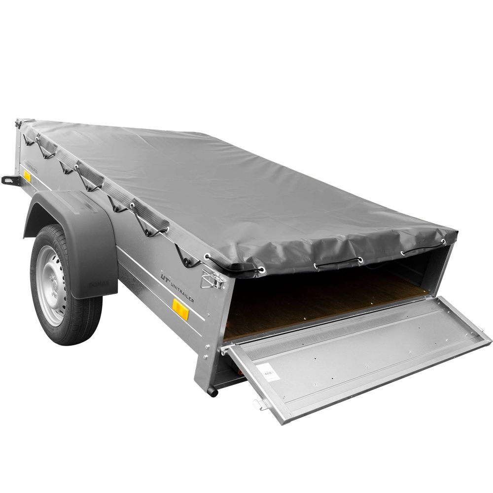 Anhänger Kipper Garden Trailer 230 KIPP [230 cm x 125 cm] mit Flachplane und Stützrad 750 kg