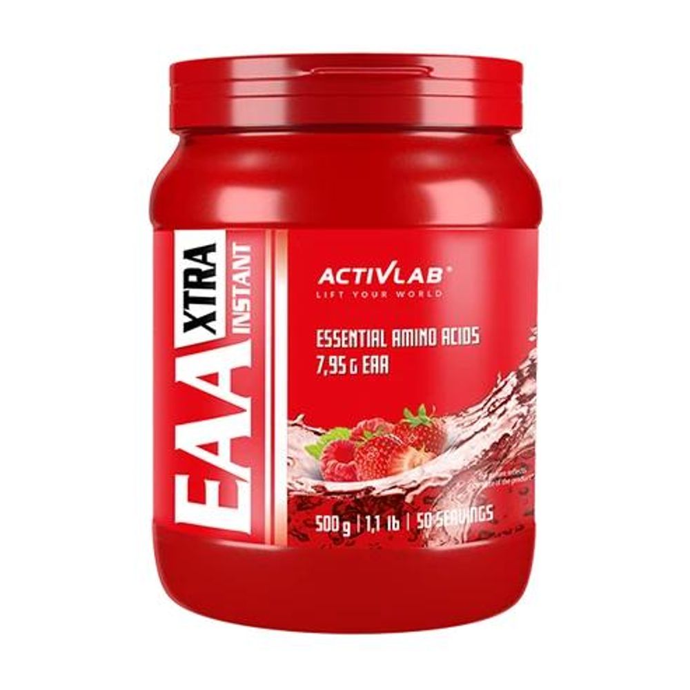 Activlab EAA Xtra Instant 500 g, Himbeere-Erdbeere, 8 essentielle Aminosäuren, EAA Pulver, Vitamin B12, Instant Formel