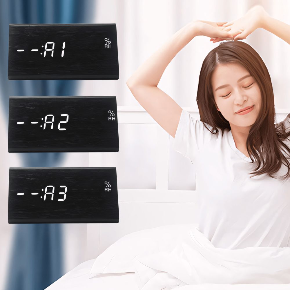 Digitaler Wecker LED Digital Digitaluhr Wanduhr Datum 12h 24h USB Temperatur Alarm Clock Schlafzimmer Wohnzimmer Küche Büro Dimmbar Zeit Holz Retoo