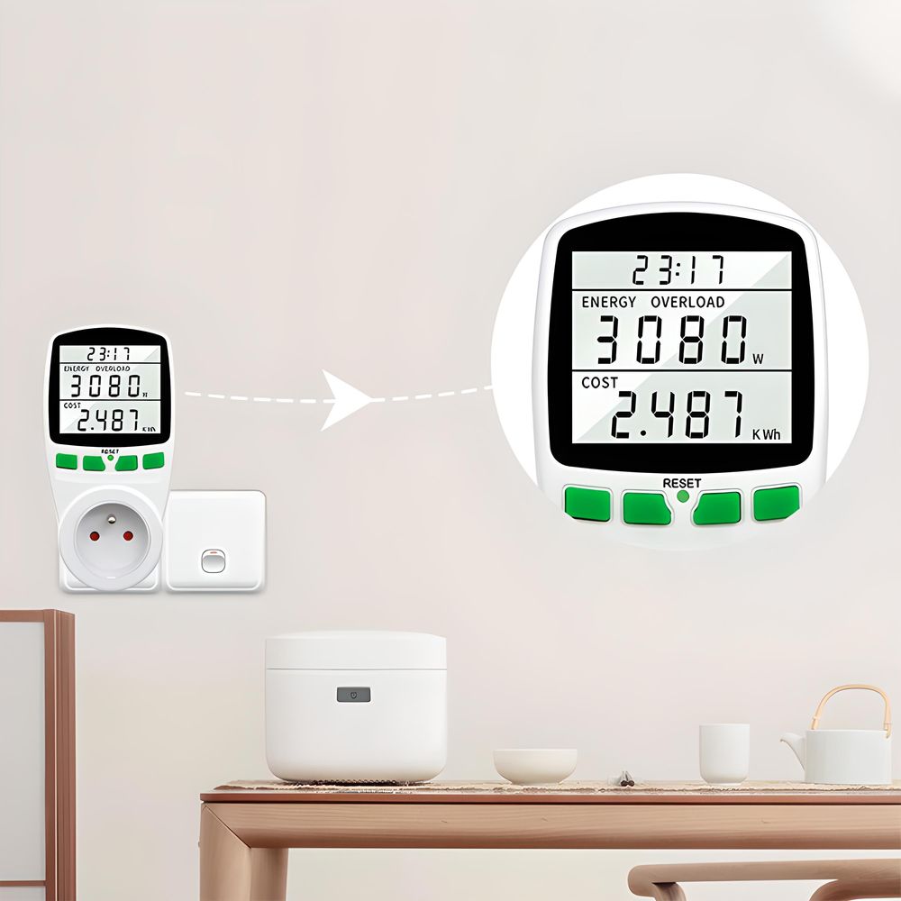 Energiekostenmessgerät Strommessgerät Überlastsicherung 3600W Stromzähler Steckdose Stromkostenmessgerät Stromverbrauchszähler Stromverbrauch Retoo