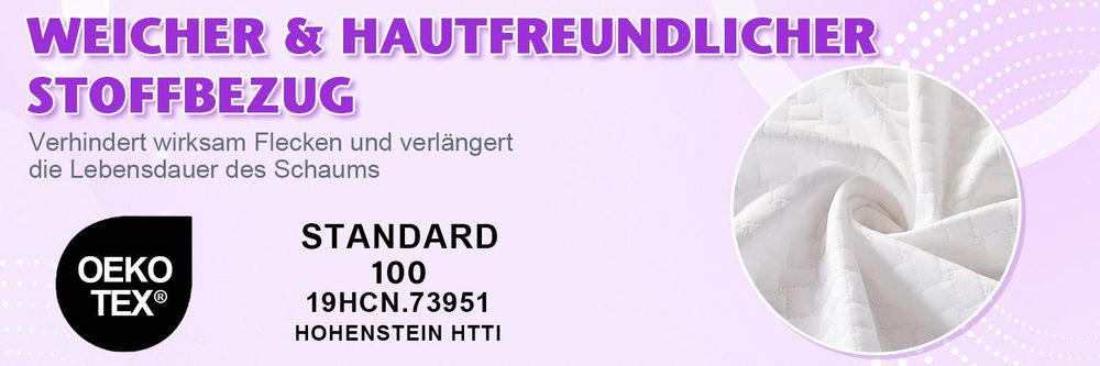 WENTA Matratzentopper 120x200cm, H2 weich Topper Gel Memory Schaum, 5 cm hoch, Rutschfest, Ergonomisch für Boxspringbett, Schlafsofa, Wohnwage