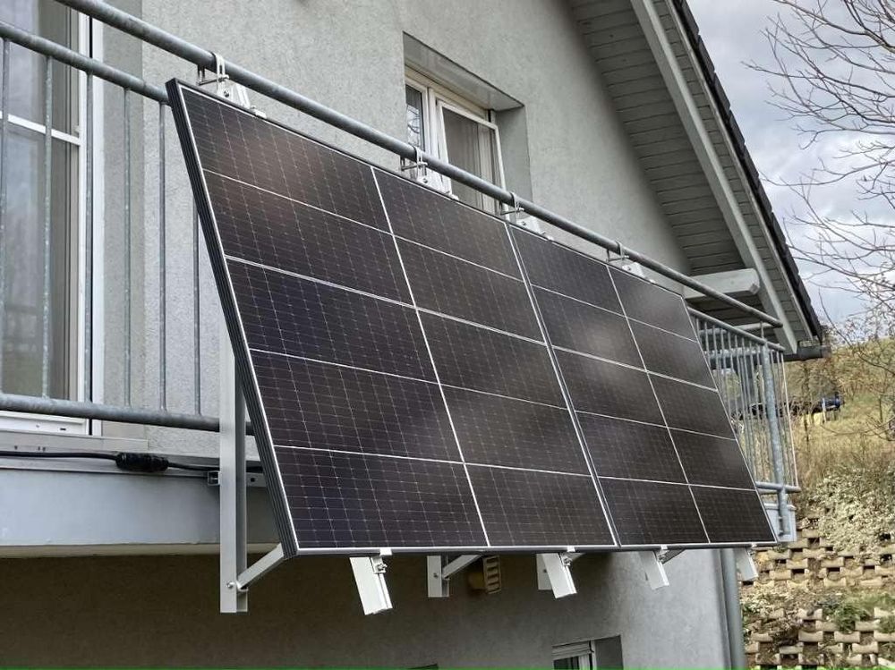 4x PV Halterung 118cm Verstellbar 0°-90° - Balkonkraftwerk Solarmodul Halterung für Geländer Flachdach Aluminium ohne Bohren