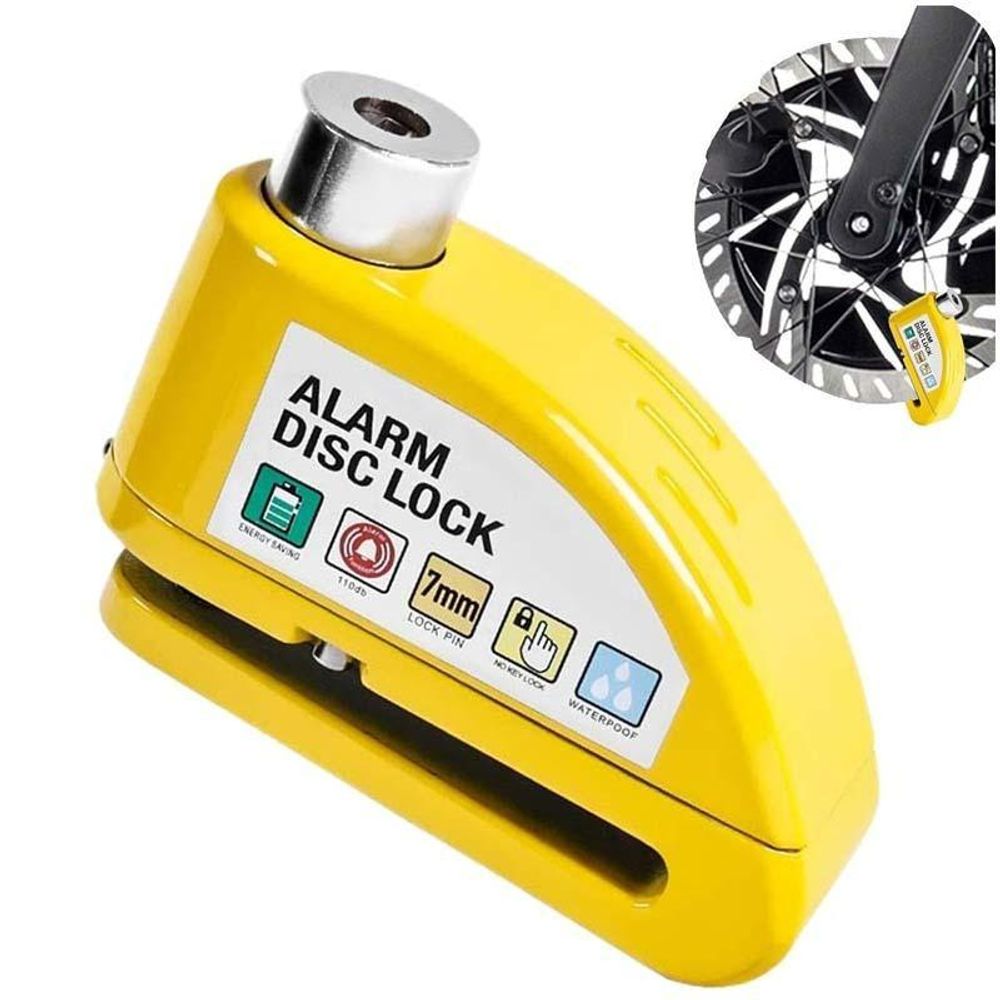 REVENTO® Bremsscheibenschloss mit Alarm 110dB – Motorrad Diebstahlsicherung, Schloss für Roller, E-Scooter, Fahrrad – Wasserdicht IP67, 7mm Bolzen