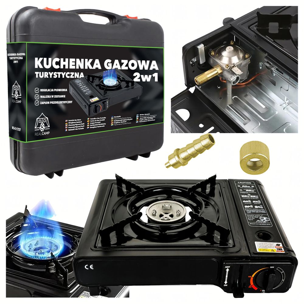 Campingaz Camping Kitchen 2 Maxi  2-flammiger Gaskocher Inkl. Schlauch  (silber) Gas Kocher