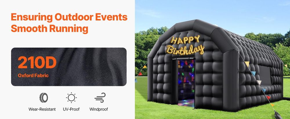 VEVOR Aufblasbares Nachtclub, 6 x 5 x 3,66 m Aufblasbares Partyzelt mit 680W Bläser & Sandsack, Belüfteter Aufblasbarer Nachtclub mit 2 Fenstern, Luftwürfelhaus für Event Geburtstag Hochzeitsfeier, 5.4x5x4.2 m