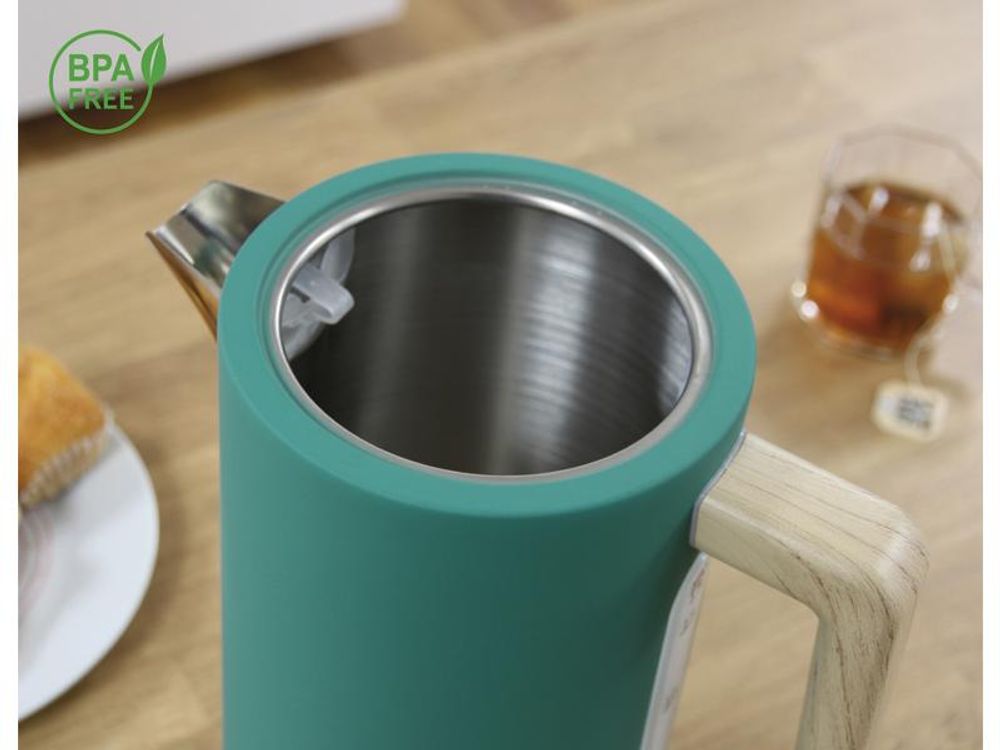 Briebe KT1165GRE, 1,7 l, 2200 W, Grün, Edelstahl, Wasserstandsanzeige, Überhitzungsschutz