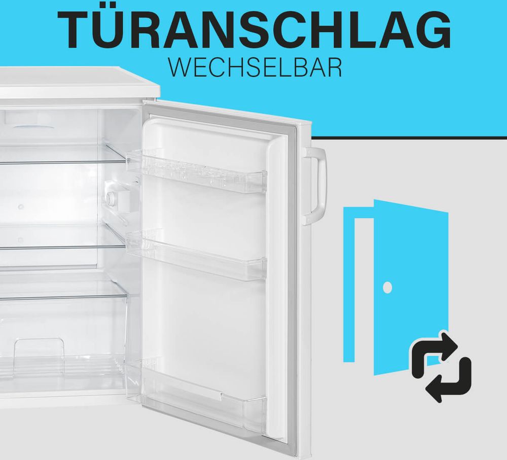 Bomann Kühlschrank ohne Gefrierfach | | 85cm | leise | 3 Ablagen | Türanschlag wechselbar | 133L | Kühlschrank klein | VS 2195.1 weiß