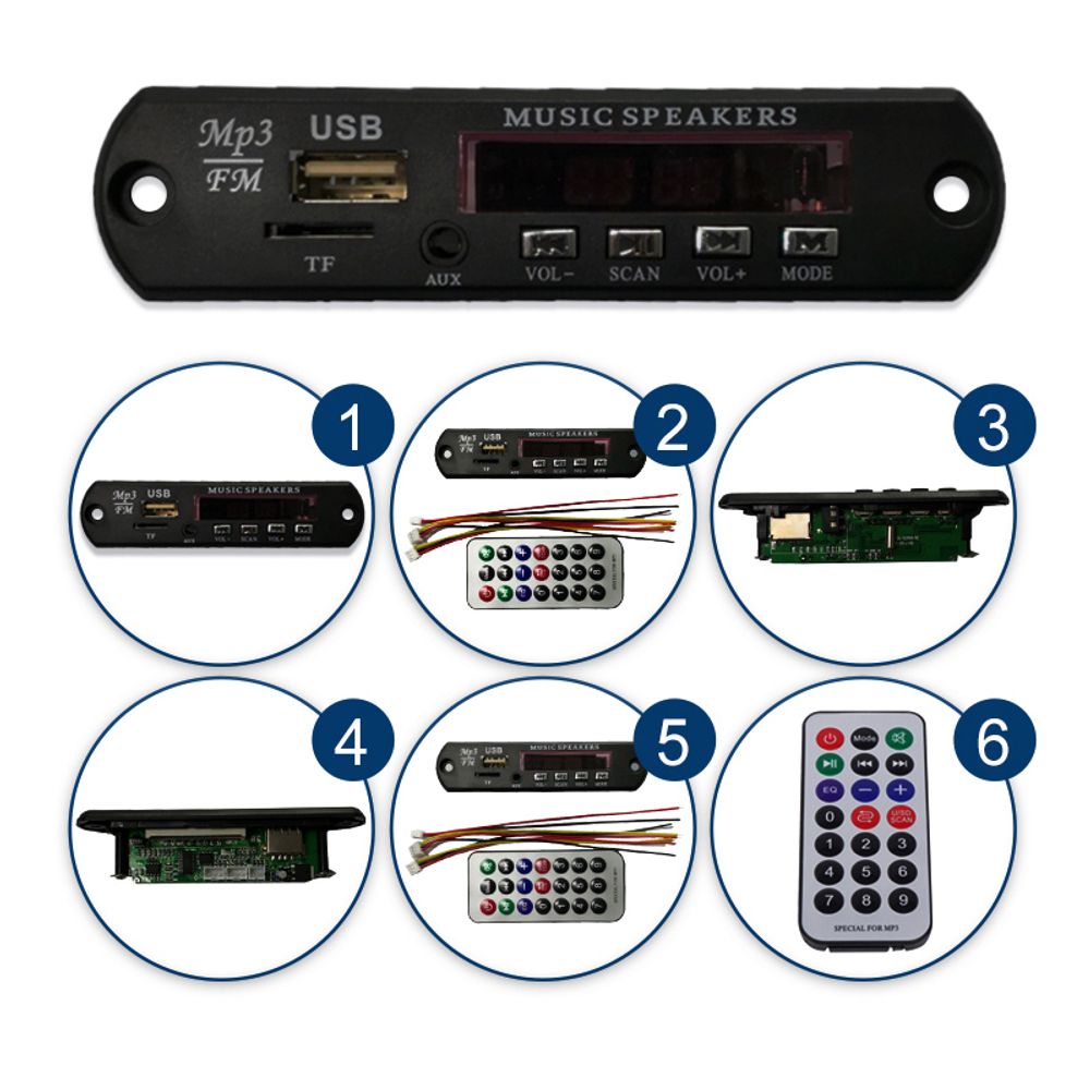 Autoradio Audio Board Bluetooth Adapter Multimedia KFZ Transmitter Kfz-Empfänger LCD AUX 3.5mm 7V-12V Modul USB Ladegerät FM Radio Unterstützt Retoo