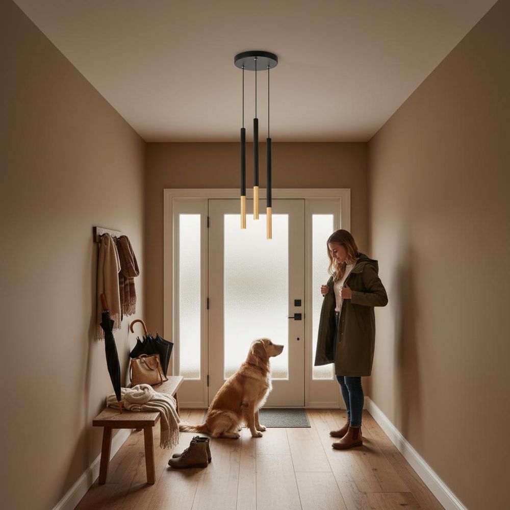 MasterLED Pendelleuchte 3-flammig – G9 Hängelampe – Schwarz/Gold – schlanke Aluminium-Tubes – runde Deckenleuchte, höhenverstellbar – modern für Esszimmer, Küche & Wohnzimmer