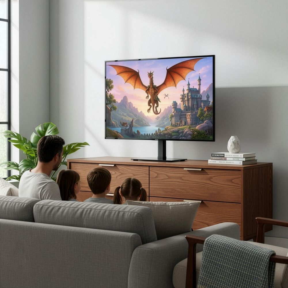 Universal-TV-Ständer Maclean für RTV-Schrank Standfuß max. 35 kg Drehung 20 Grad für TV 32-55" MC-132