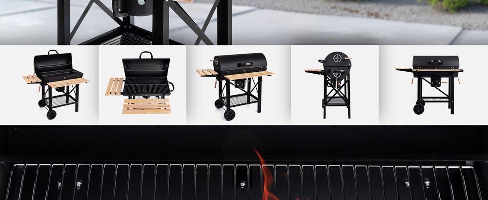 Grill węglowy ogrodowy LEHMANN NEVADA z pokrywą zamykany stołowy przenośny beczka BBQ