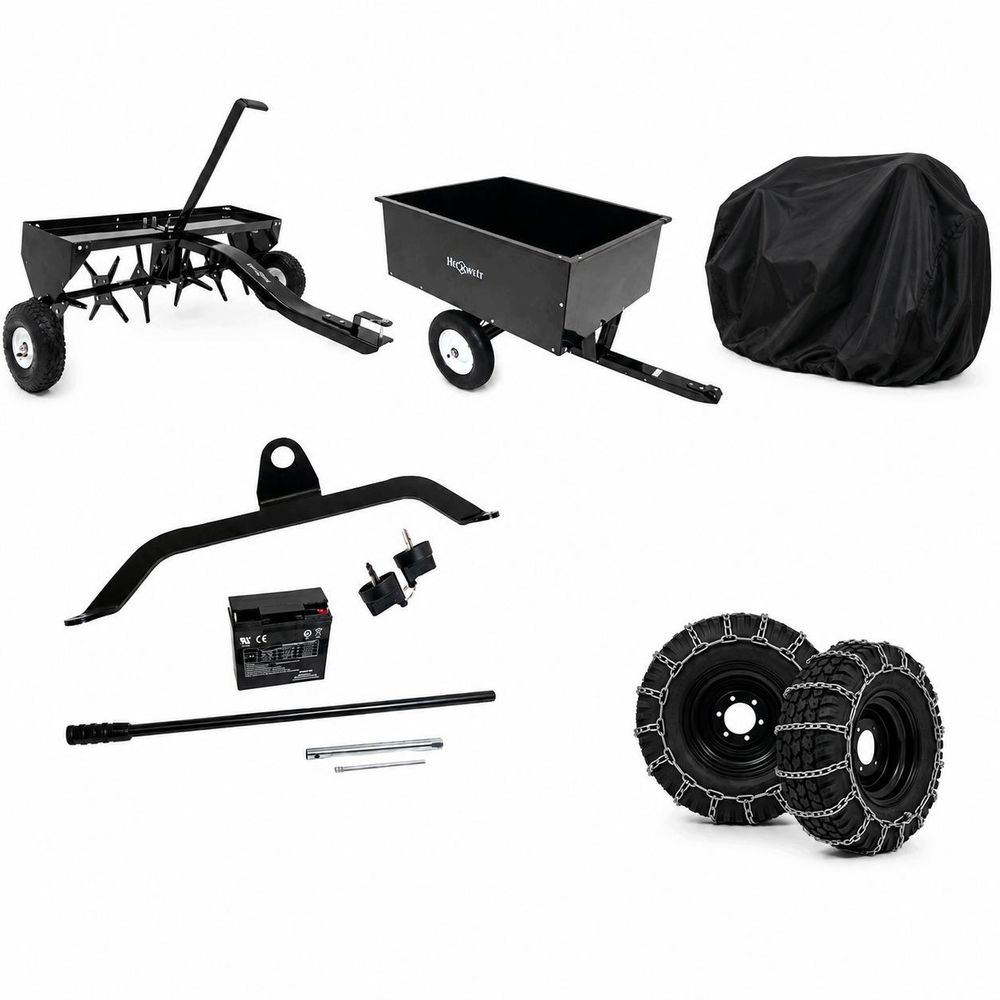 Trattorino rasaerba - HEXWELT - 452 cm³, 9,2 kW, taglio 97 cm, lama da neve, rimorchio - HW-TR-452