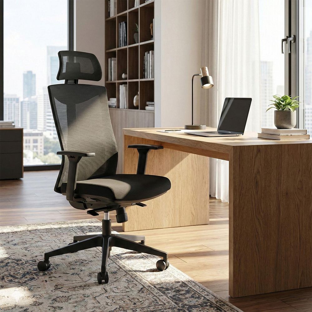 Ergonomischer Bürostuhl mit Rädern und Lordosenstütze Drehstuhl Höheverstellbar Neigungsfunktion der Rückenlehne Schreibtischstuhl bis 150kg Belastbar