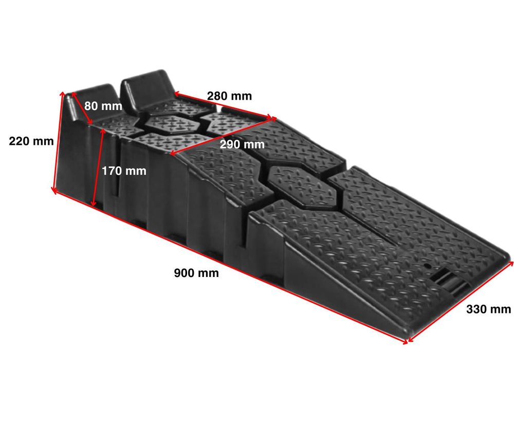 LUXTOM | Kunststoff Auffahrrampe, 2 Stück, Tragkraft 3000kg, 90x31x17, Auffahrböcke, Rampe, Verladerampe, Autorampe, Kunststofframpe