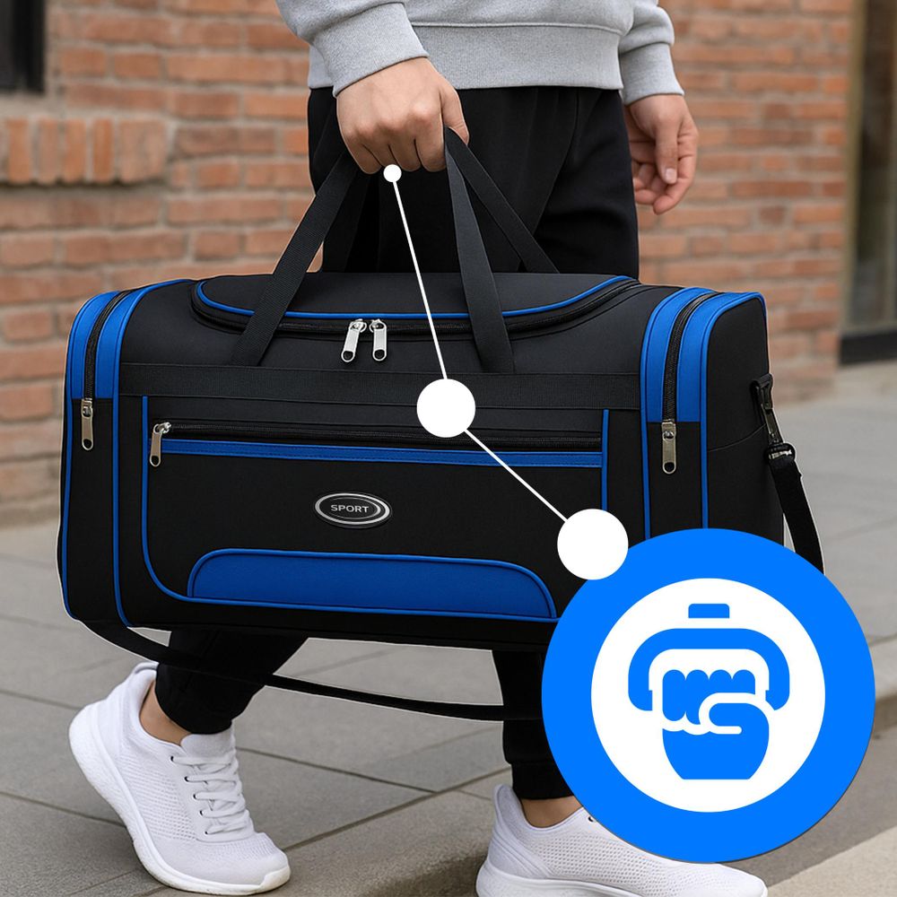 Sporttasche Sport Tasche Fitness 60 cm Reisetasche Fitnesstasche Gym Umhängetasche Arbeitstasche Damen Herren Jungen Mädchen Schwarz Retoo