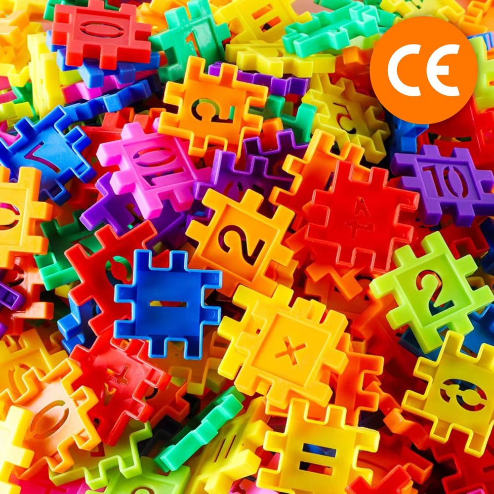 Waffelbausteine 90 Teile Lernspielzeug für Kinder ab 3 Jahre, Konstruktionsspielzeug Puzzle Set Bunte Bausteine Motorik Spielzeug, EVI TOYS Mini