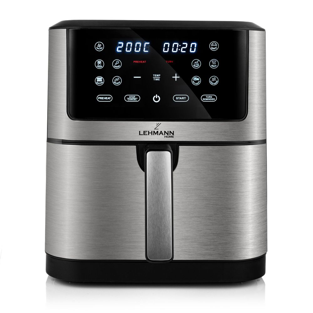 LEHMANN XXL Friggitrice ad Aria 8L, 12 Programmi & Regolazione Manuale 76–200°C, Lavabile in Lavastoviglie
