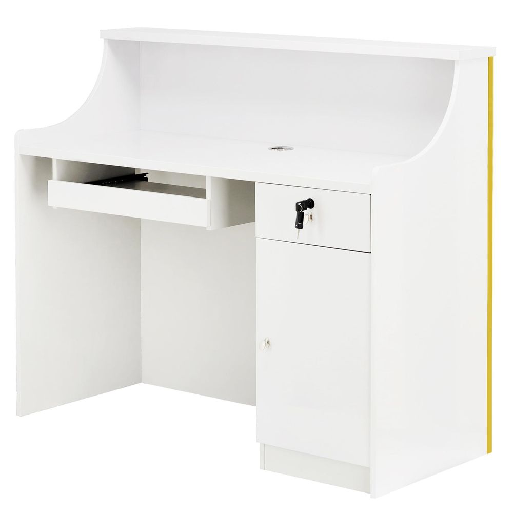 Banco reception laccato Alexa Com 120 cm per il salone da parrucchiere/centro estetica BIANCO