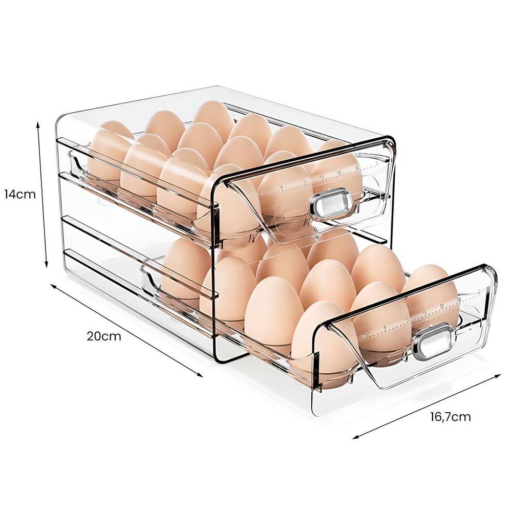 WELLHAUS Eierbehälter - Kühlschrank Organizer mit Datumsanzeige Eier Aufbewahrung, Eieraufbewahrung 24 Eierspender Transportbox Egg Holder Plastik