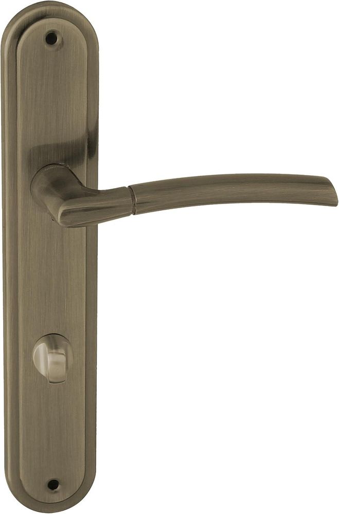DOMINO Türgriff 78 Drückergarnitur WC - Badezimmer Set | Links & Rechts Türbeschlag für WC/Badezimmertüren | L-Form | Türbeschläge aus Aluminium | Bronze Türdrückergarnitur | PRESTO M3