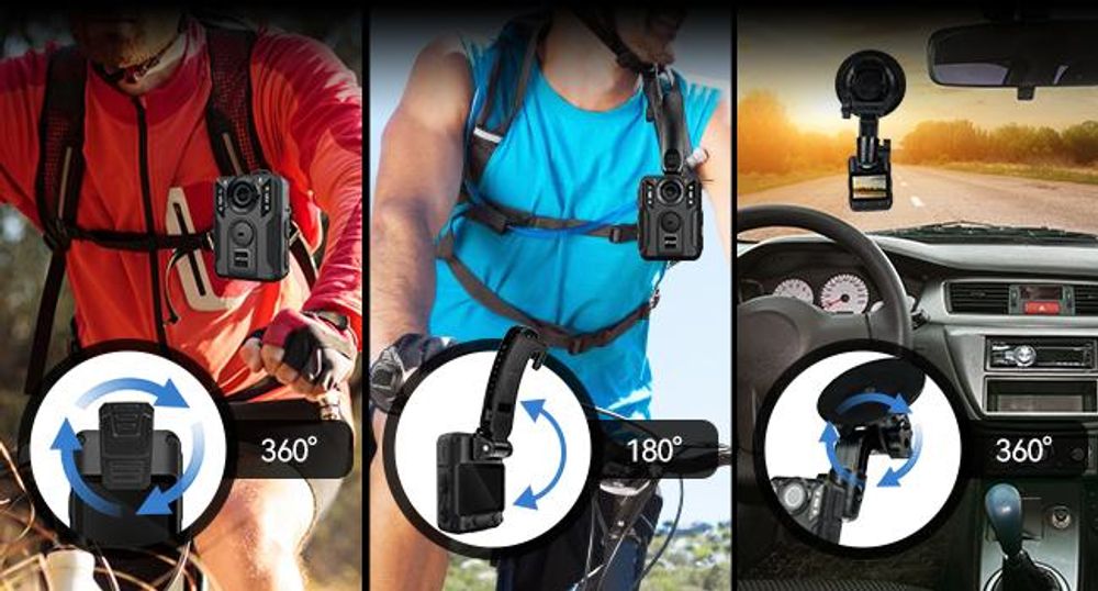 Retevis RT79 Körper Kamera, 128G Body Camera mit GPS, 2K/4K, Typ-C, Auto Saugnapf, Tragbarer Bodycam Körperkamera, Polizeirekorder, Fahrtenschreiber