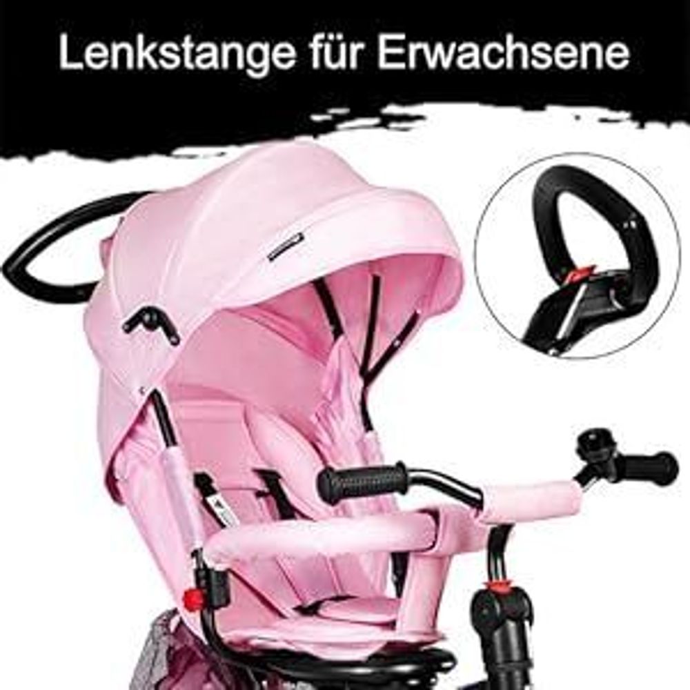 Klappbares Dreirad mit aufpumpbaren Rädern und drehbarem Sitz – Grau