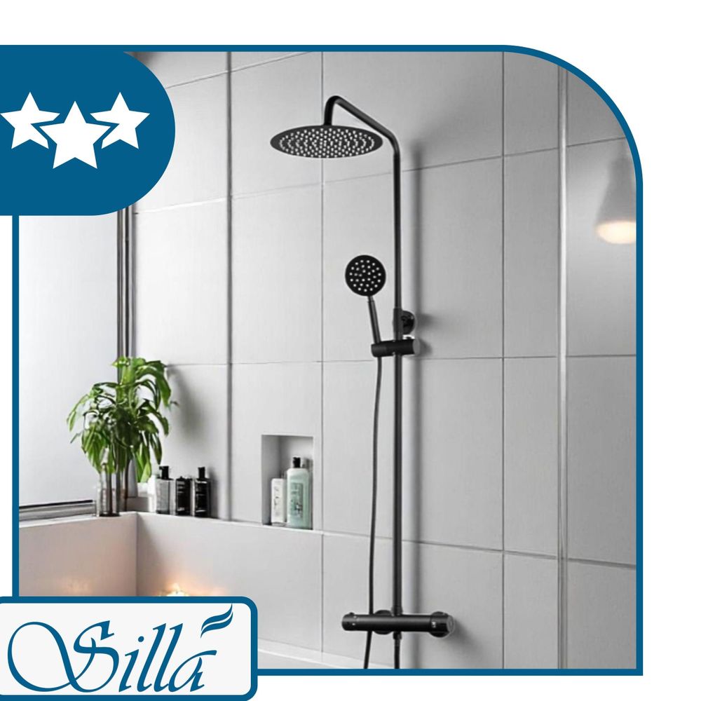 Duschset, Dusch, Dusche, Bad, Regendusche, Handbrause, Schwarz, Silla, Anti kalk
