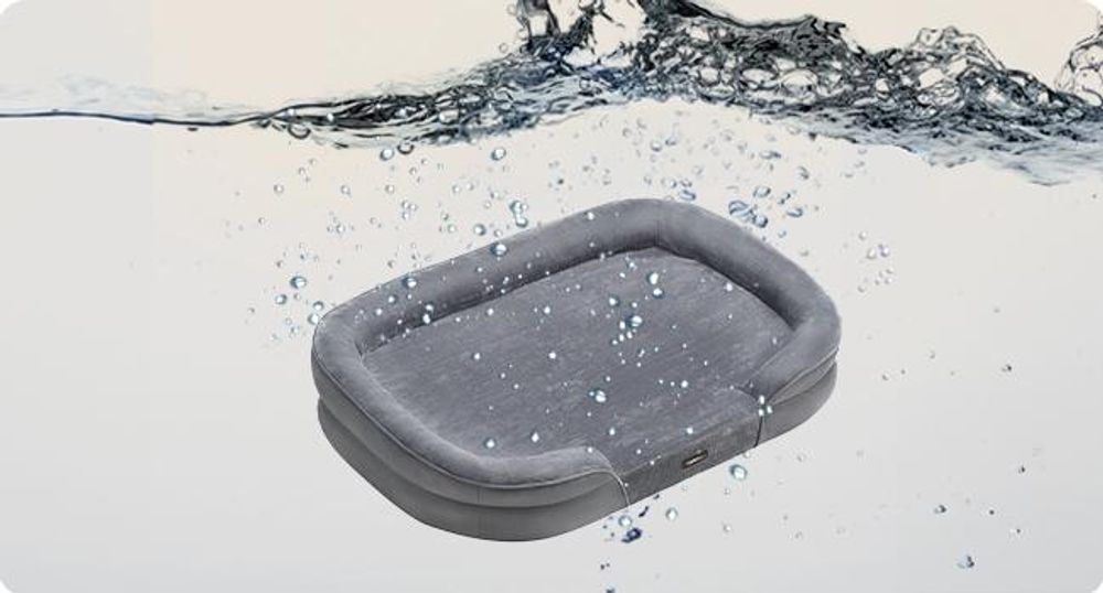 FEANDREA Hundebett, Hundekissen, wasserdichte Innenschicht, erhöhte Ränder, abnehmbarer, waschbarer Bezug, Grau