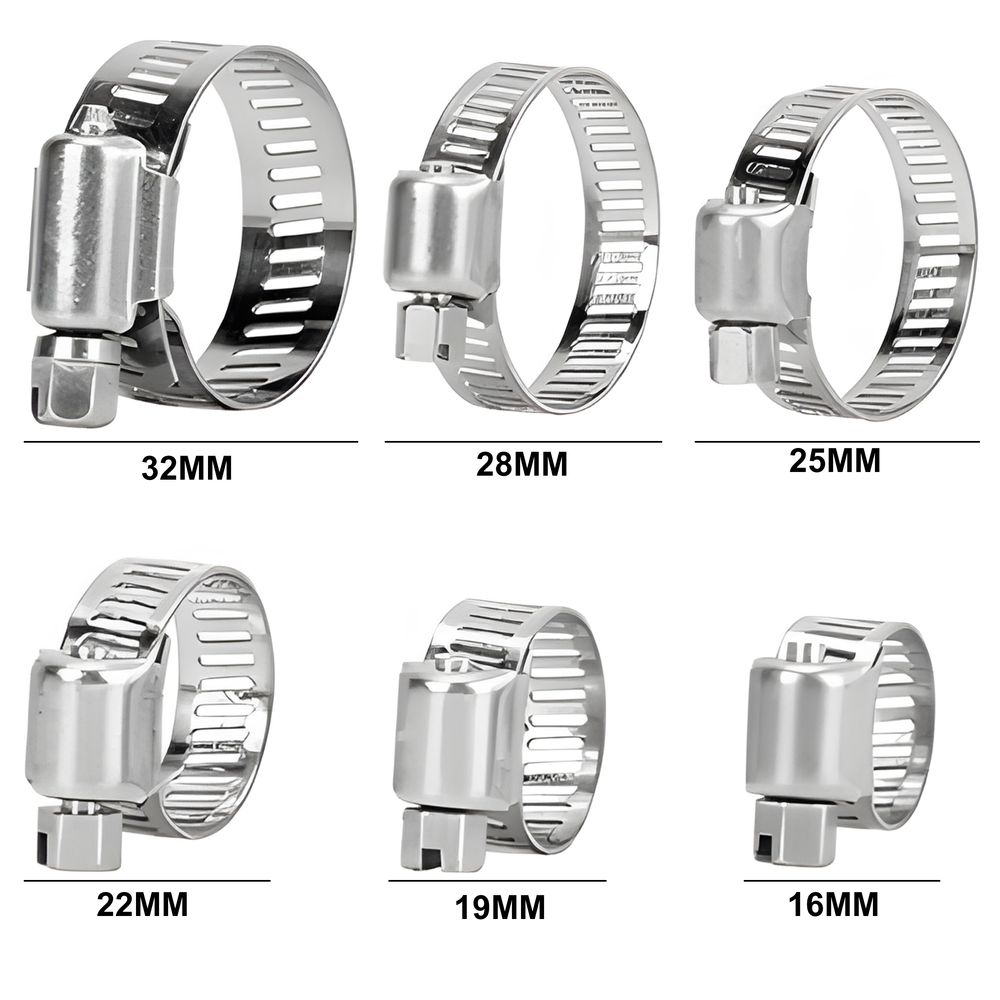 34-tlg Schlauchschellen-Set 16-32 mm mit Kasten, Schneckengetriebe Metall, Metallklemme, Retoo