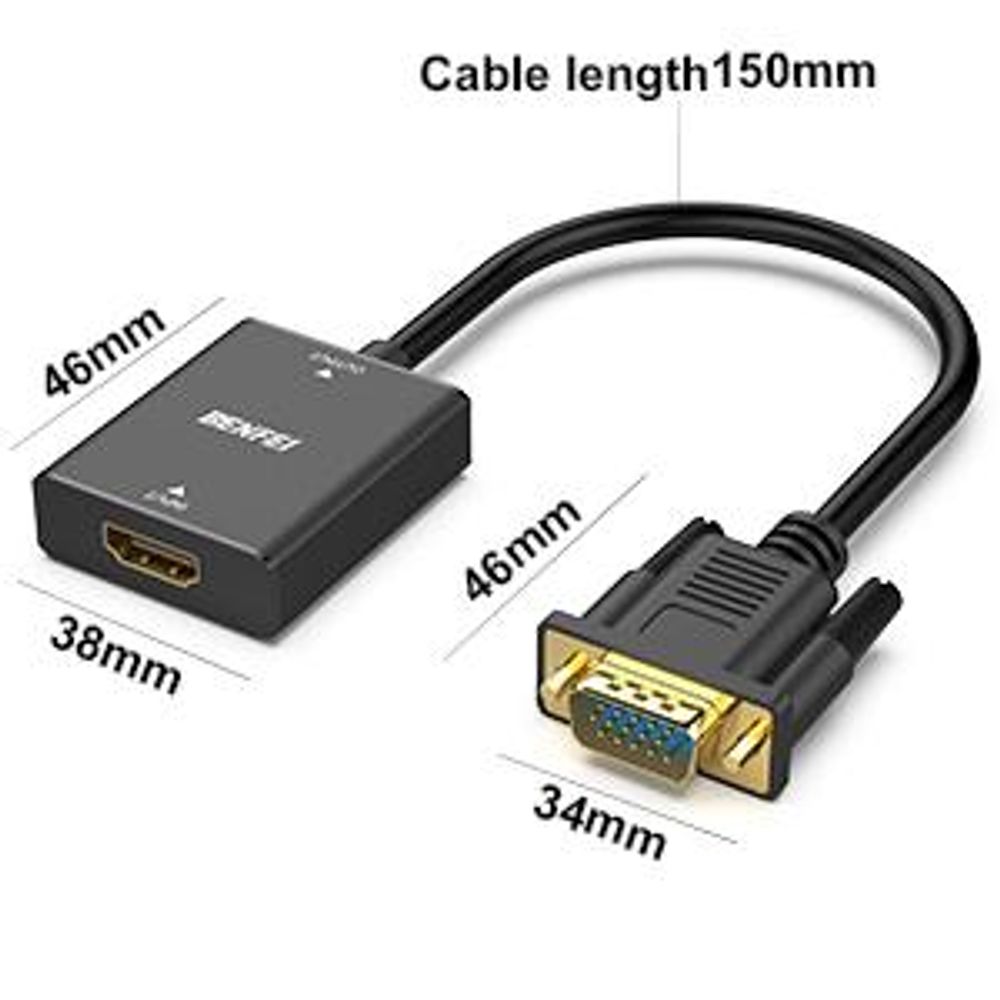 BENFEI Kabeladapter HDMI auf VGA Adapter mit 3.5mm Audio Ausgang