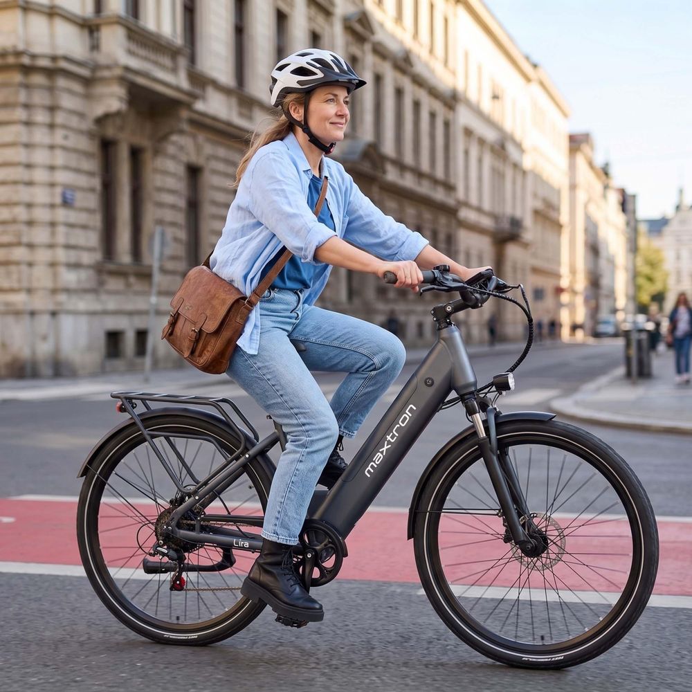 Maxtron Lira 28 Zoll Elektrisches City-Bike, 720 Wh Lithium-Akku, Reichweite bis zu 140 km,  hydraulische Scheibenbremsen, Shimano 7-Gang-Schaltung