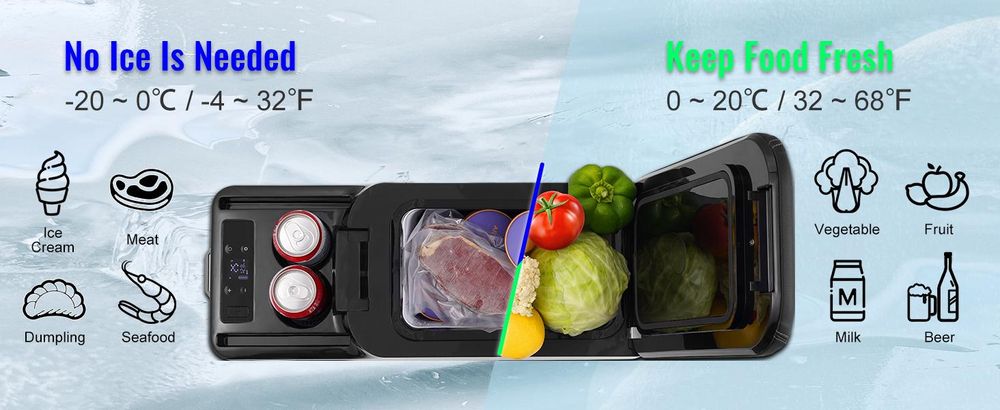 VEVOR Auto-Kühlschrank, 12 V Auto-Armlehnen-Kühlschrank, tragbarer Einzonen-Kühlschrank, 15 l, einstellbarer Bereich -20 °C bis 20 °C, Kompressorkühler,