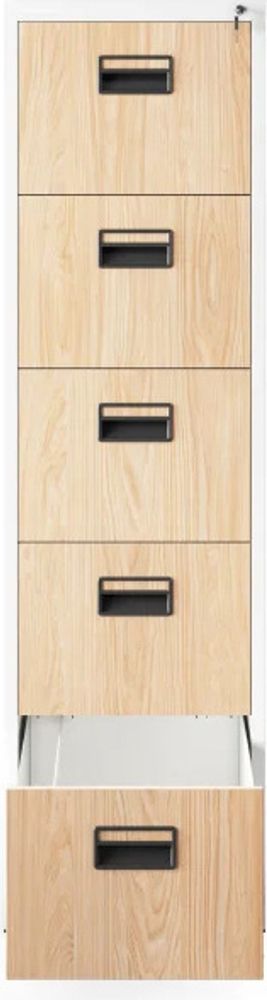 Aktenschrank Büroschrank Stahlschrank weiß-holz  163x46x62