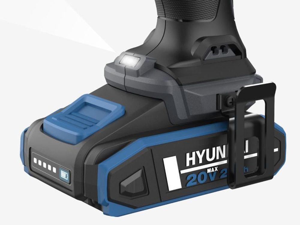 HYUNDAI Akku-Schlagbohrschrauber 20V, 50 Nm – Set inkl. Akku, Ladegerät & 75-teiligem Zubehör – mit Metallgetriebe & 13 mm Bohrfutter – sofort einsatzbereit für Holz, Metall & Beton