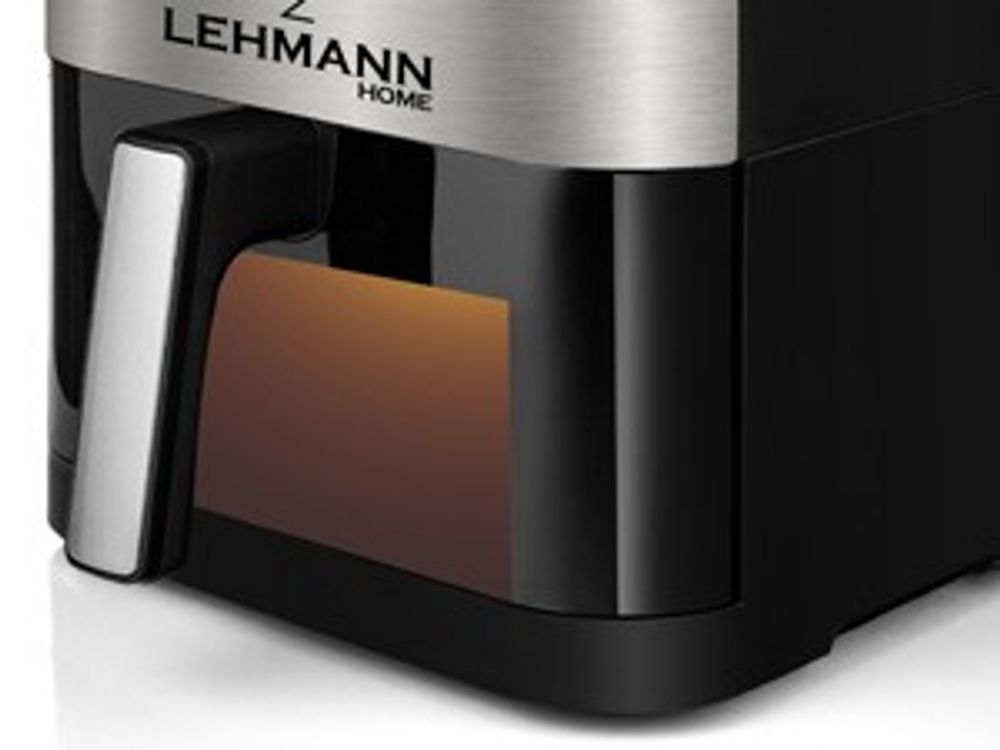 Lehmann 6L Heißluftfritteuse mit Sichtfenster, 1500 W Friteuse Heissluft mit 10 Programmen, ohne Öl, 76-200°C Airfryer, Timer und Touch-Display