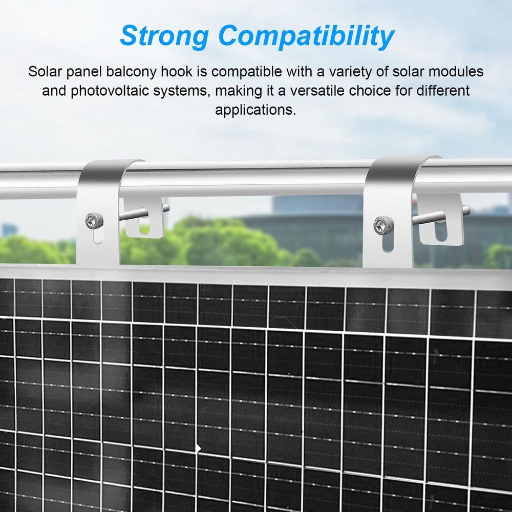 Balkonkraftwerk Halterung für 2 PV Module, Balkonhaken mit Rundhaken, Solar Balkonhalterung für runde Balkongeländer, stabile PV Befestigung
