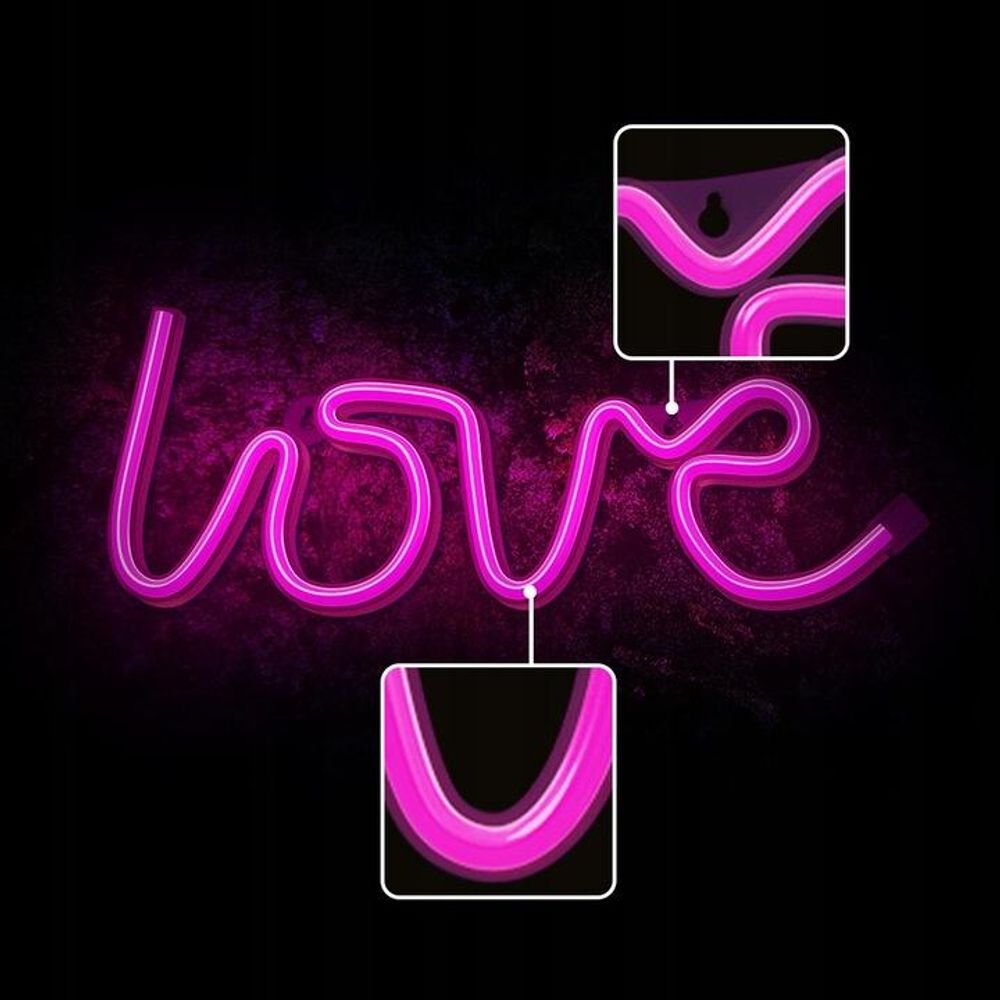 Forever Light Neon LED Light LOVE pink Bat + USB FLNEO5, Leichte Dekorationsfigur, Pink, Polyvinylchlorid (PVC), Ambiente, Kinderzimmer, Wohnzimmer, Restaurant, IP20