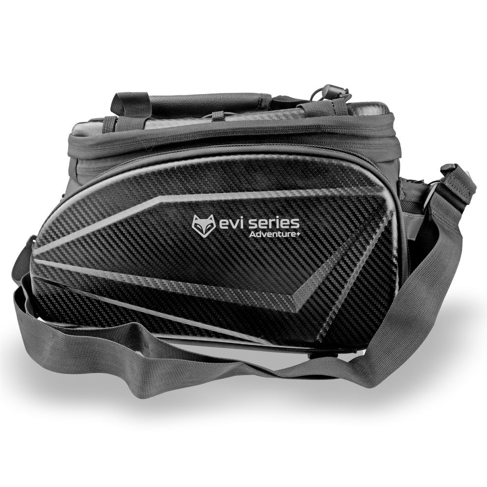 Wodoodporna torba rowerowa na bagażnik 35 l, torba bagażowa EVA Hardtop z osłoną przeciwdeszczową i paskiem na ramię, odblaskowa, EVI BIKE Adventure+ czarna