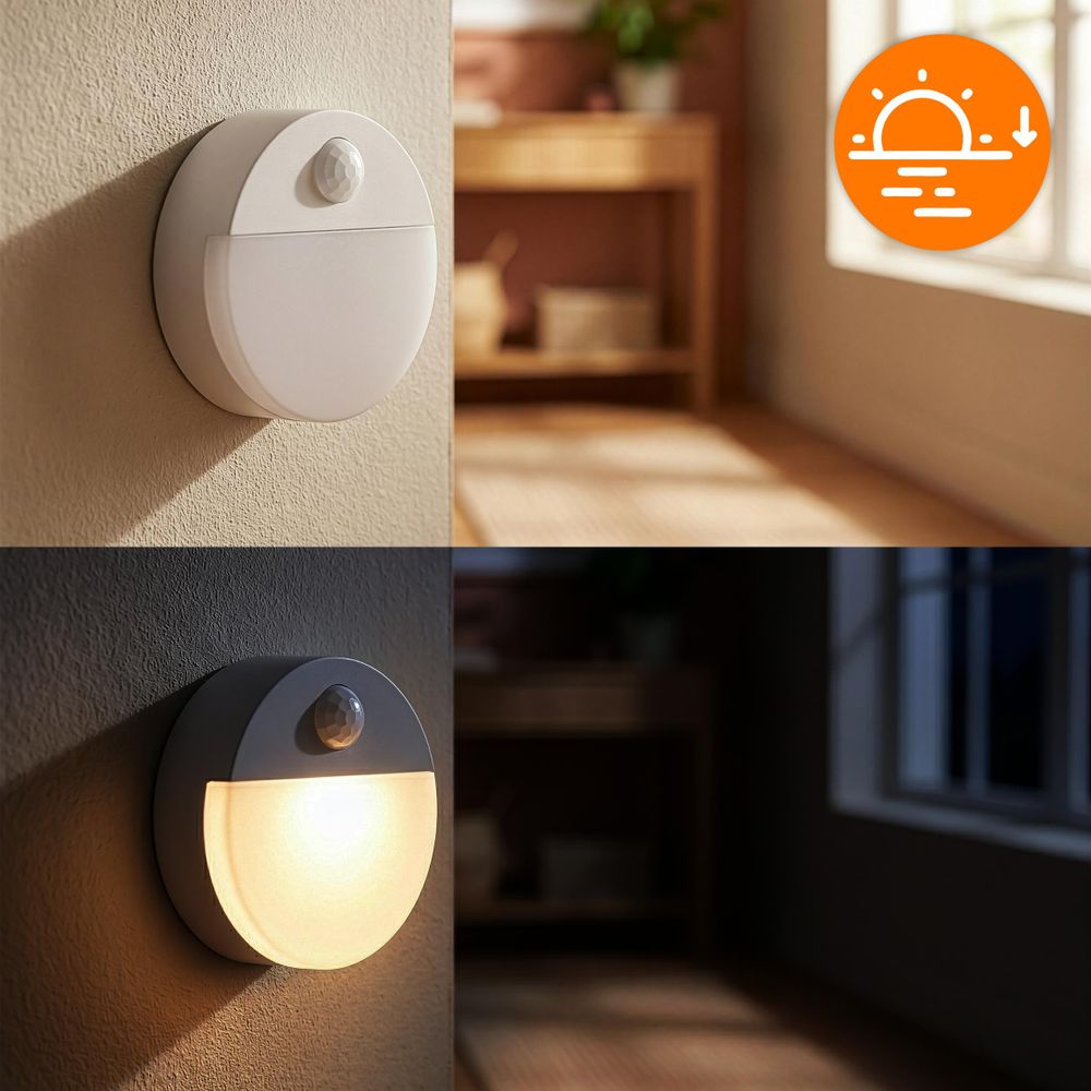 Drahtlose Led-Treppen-Nachtlichtlampe Mit Bewegungs- Und Dämmerungssensor Für Batterien