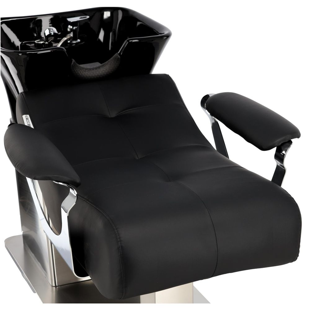 Camila - ležatý kadernícky a barber umývací box do salónu, polohovateľná keramická misa, armatúra,