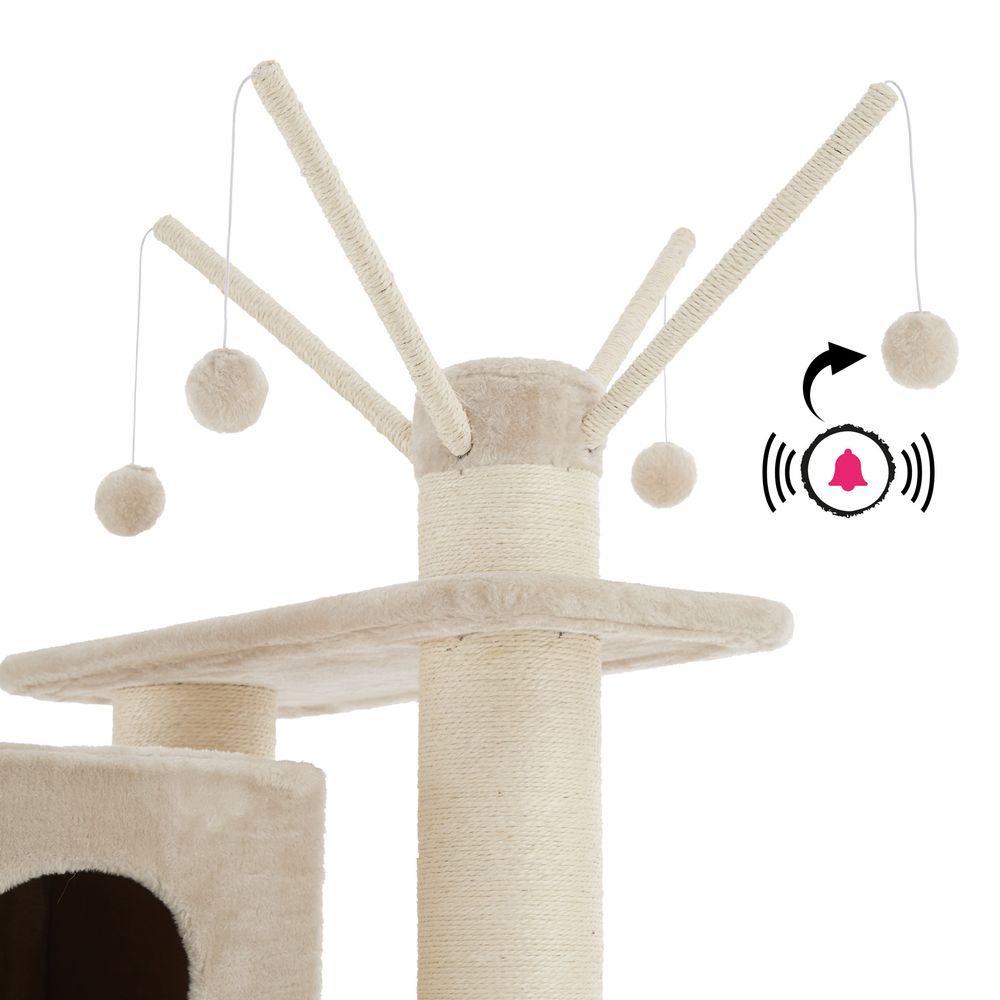 tectake® Kratzbaum Gismo 195 cm inklusive Treppe, 4 Spielbällen und Kippschutz