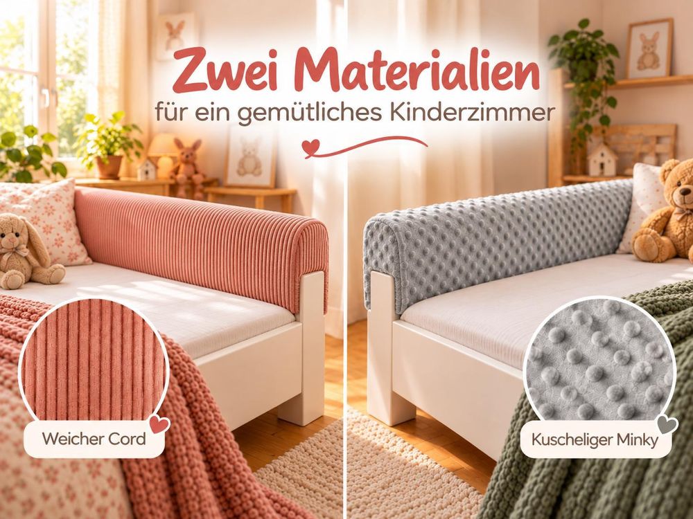 Bettkantenschutz 90 cm Kantenschutz Bettumrandung für Bettgitter Kinderbett Blau