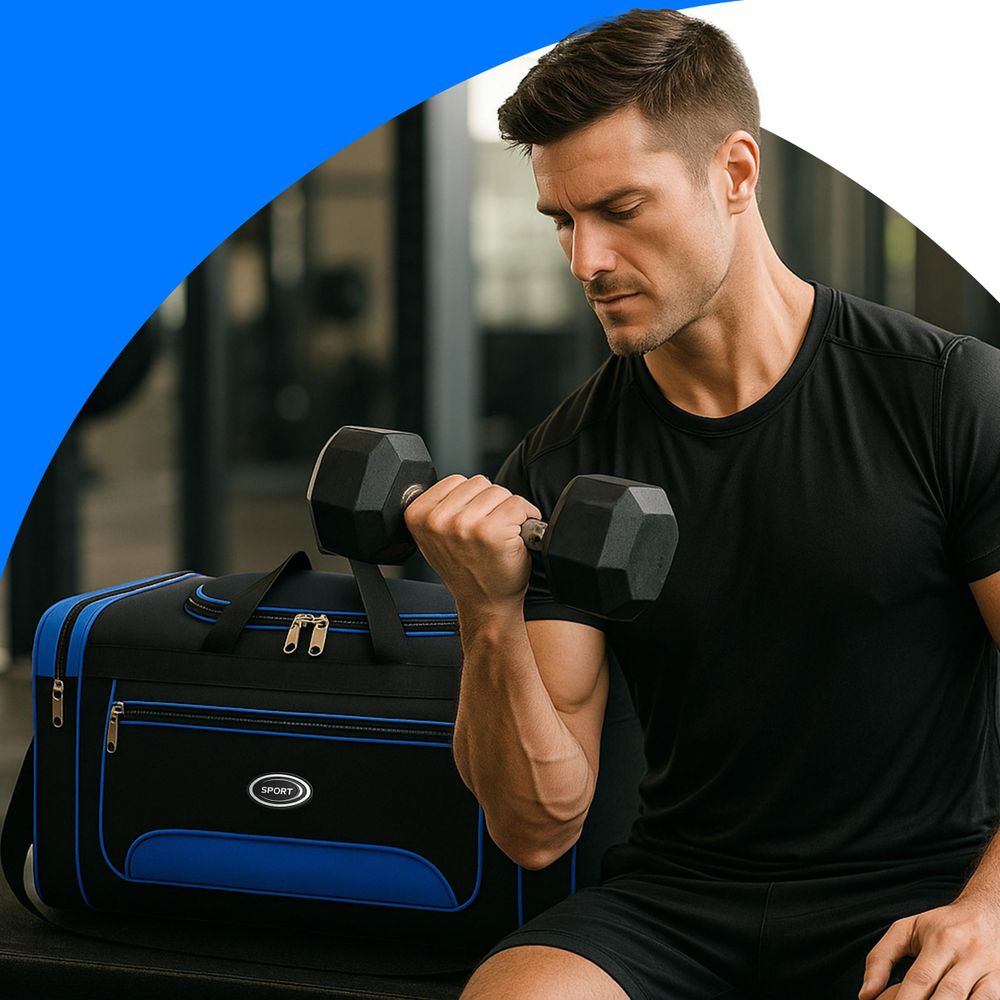 Sporttasche Sport Tasche Fitness 60 cm Reisetasche Fitnesstasche Gym Umhängetasche Arbeitstasche Damen Herren Jungen Mädchen Schwarz Retoo
