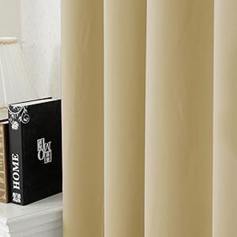 WOLTU 2er Set Gardine blickdicht 250 g/m² mit Kräuselband : Champagner 135x245 cm Farbe: Champagner Größe: 135x245 cm