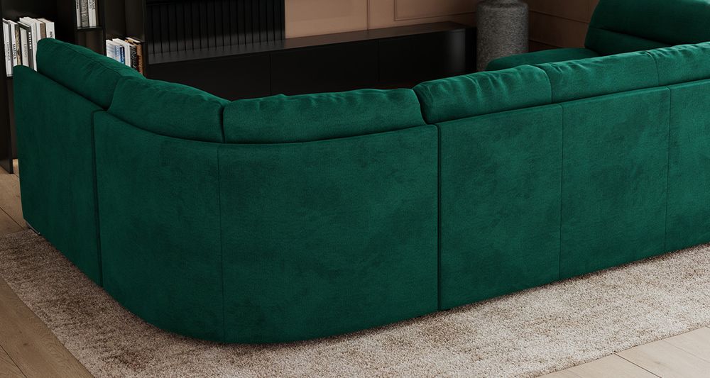 Rückseite des grünen Ecksofas