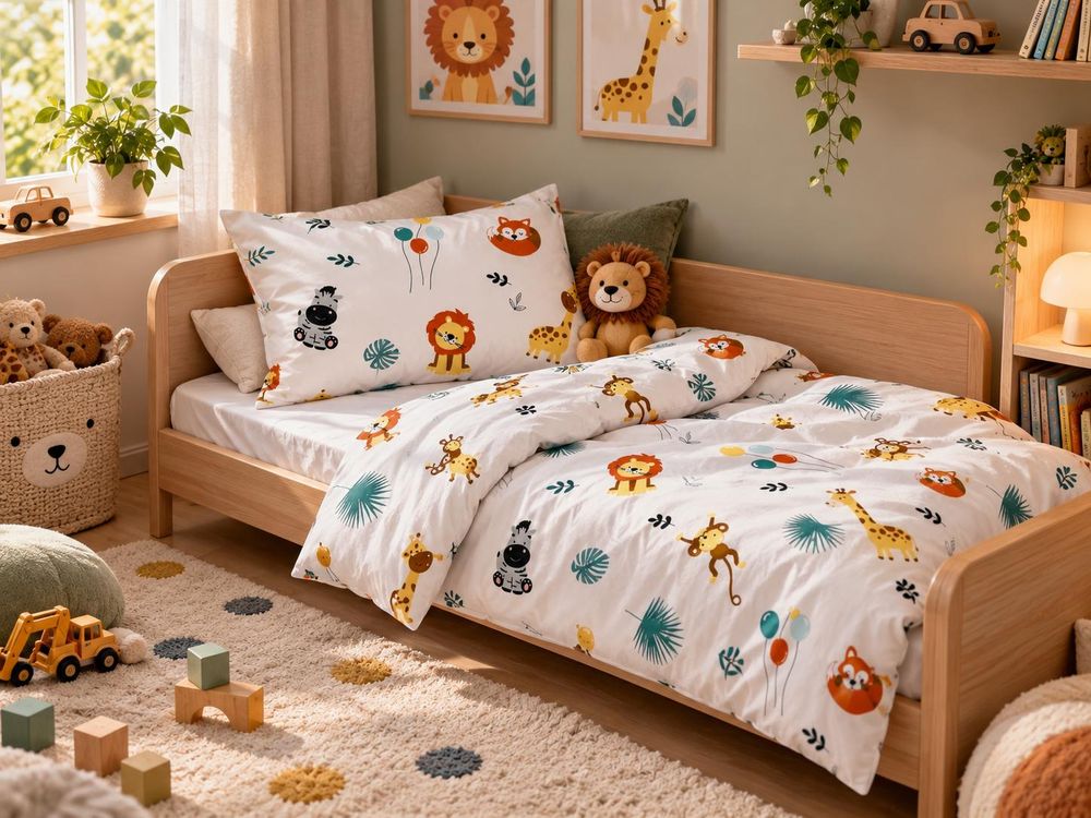 Kinderbettdecke ohne Bezug 90x120 cm Baumwolle Set mit Kissen Kinderdecke Afrika